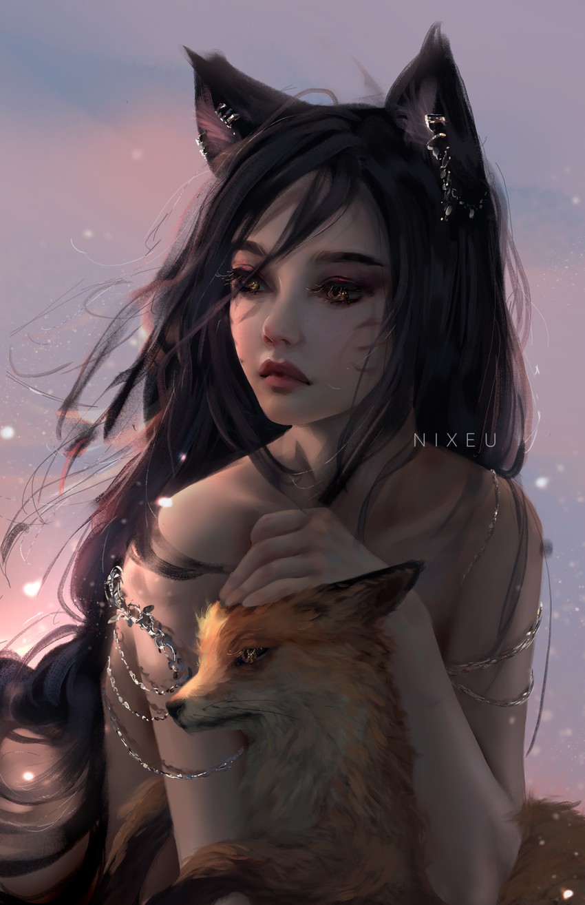 ahri (original and 1 more) drawn by nixeu