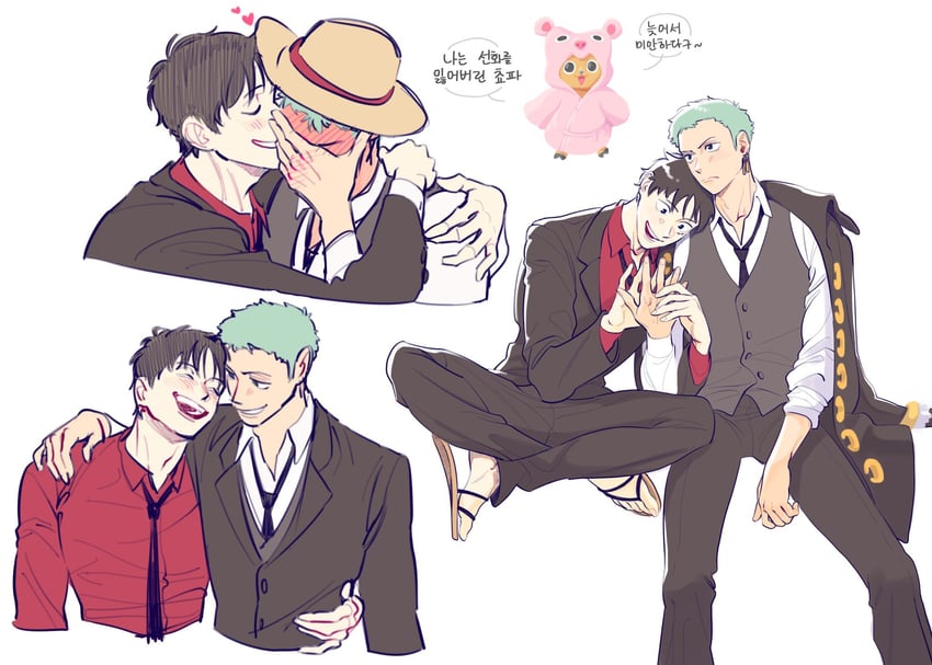 monkey d. luffy, roronoa zoro, and tony tony chopper (one piece) drawn by lord_halmae