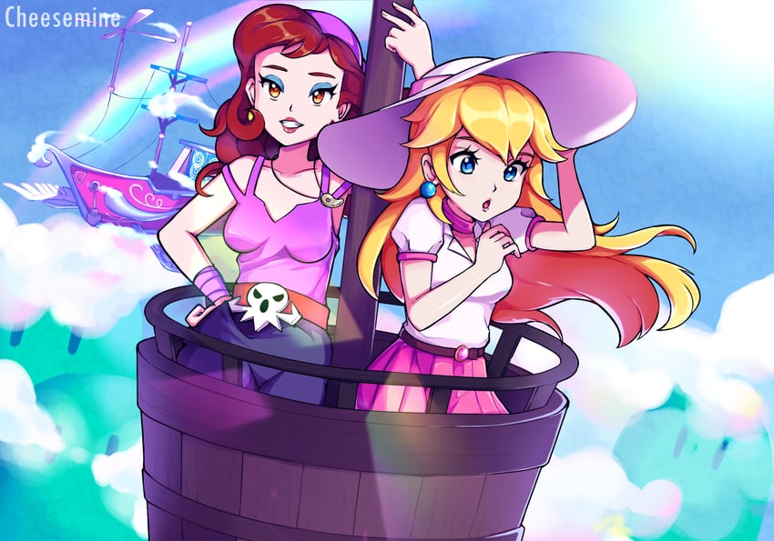 princess peach and captain syrup (mario and 3 more) drawn by cheesemine