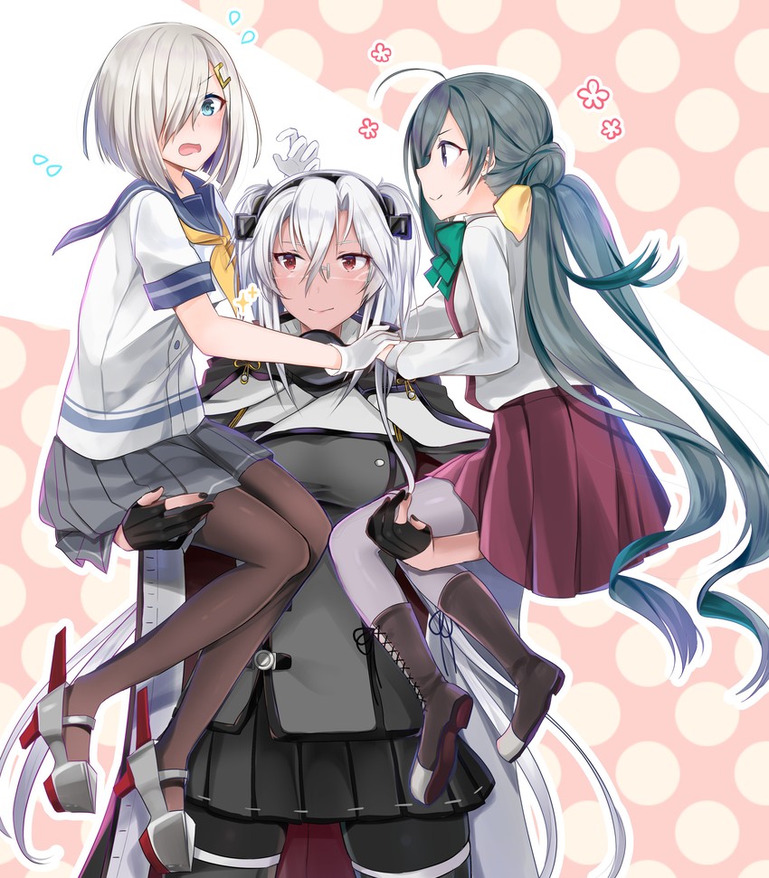 hamakaze, musashi, kiyoshimo, and musashi kai ni (kantai collection) drawn by yunamaro