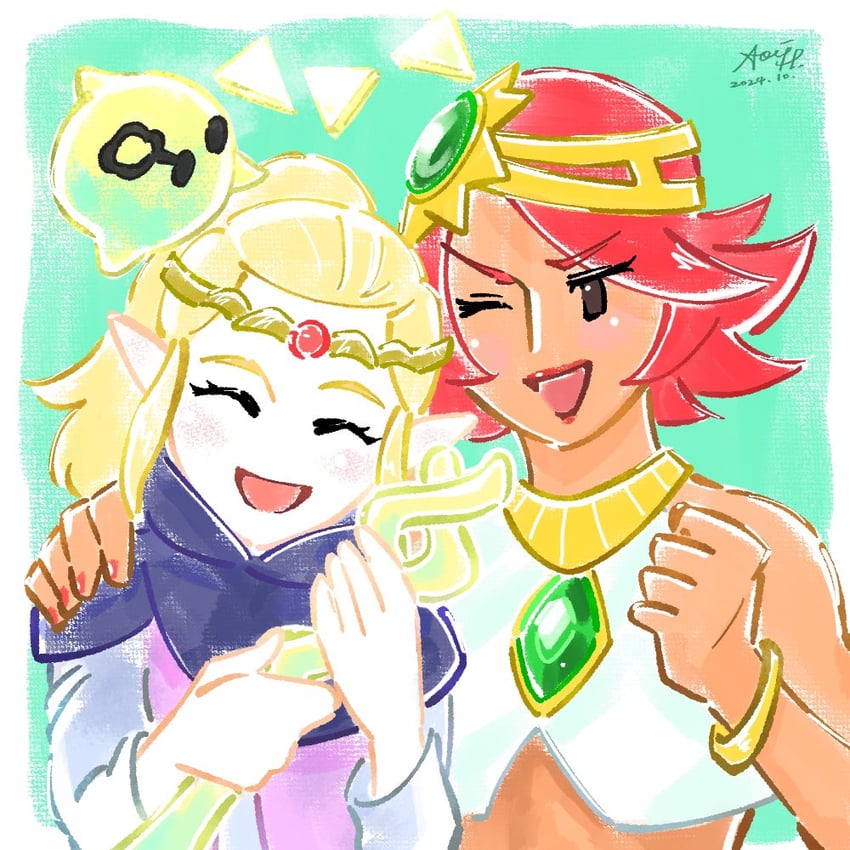 princess zelda, tri, and dohna (the legend of zelda and 1 more) drawn by ao_k_nikki