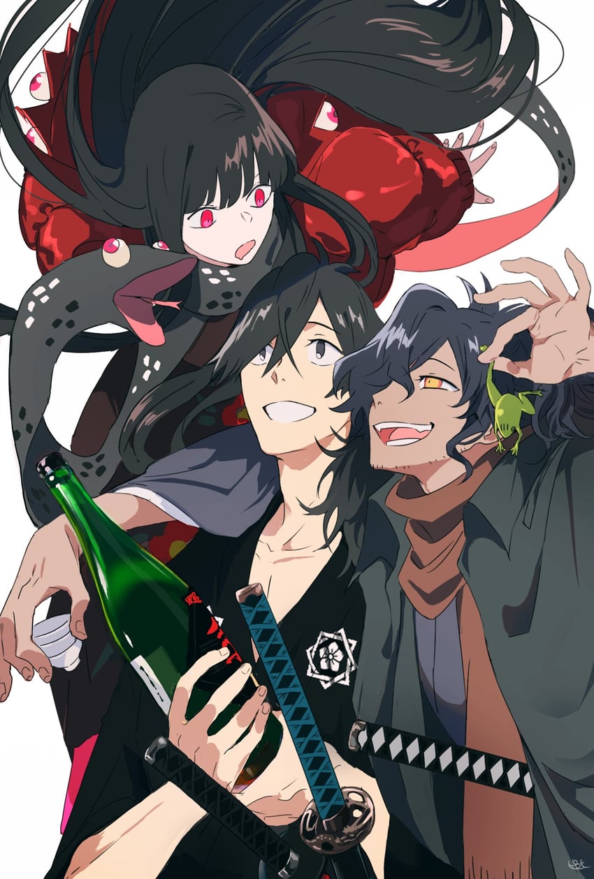 okada izou, oryou, and sakamoto ryouma (fate and 1 more) drawn by pirohi_(pirohi214)