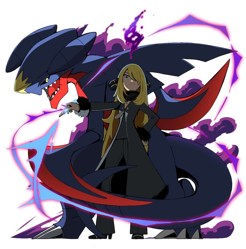 cynthia, garchomp, and mega garchomp (pokemon and 2 more) drawn by psaber97
