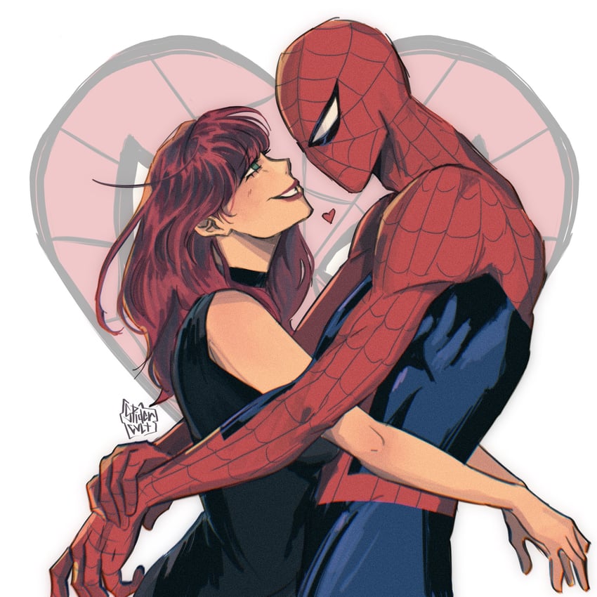 spider-man and mary jane watson (marvel and 1 more) drawn by spidercvlt