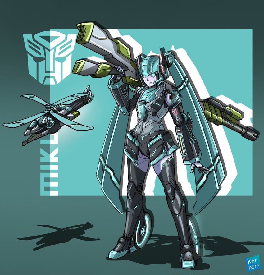 hatsune miku (vocaloid and 1 more) drawn by kenttrasharts