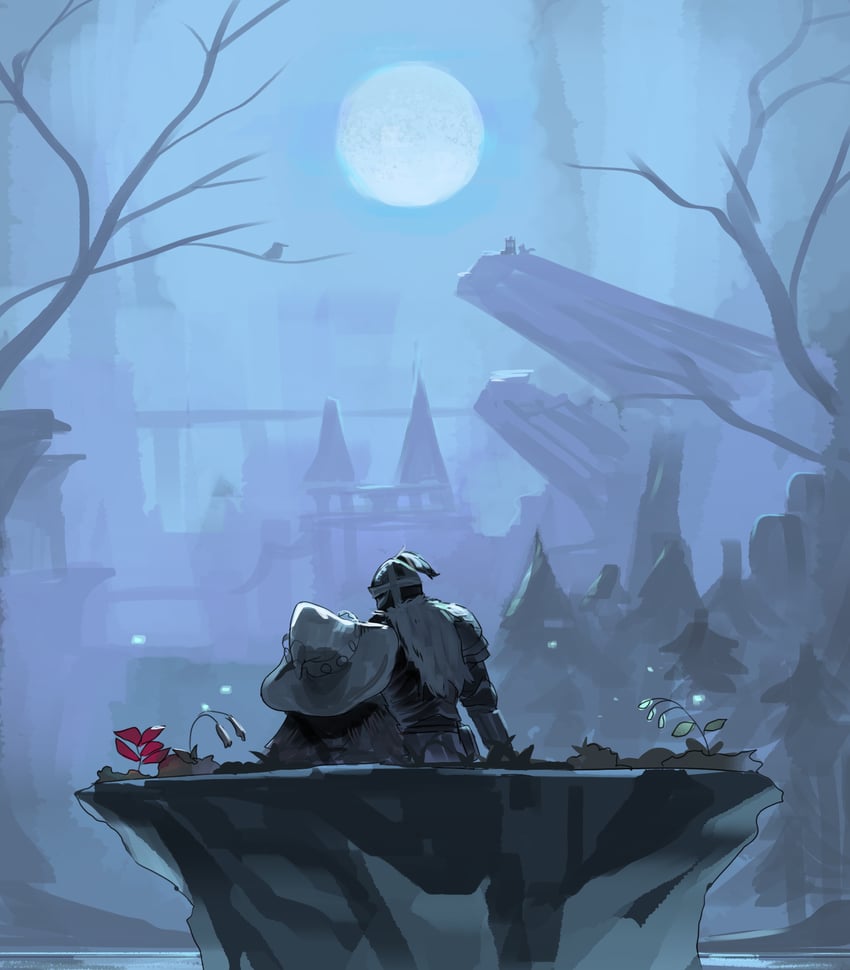 ranni the witch, tarnished, and bloody wolf (elden ring) drawn by dokomon