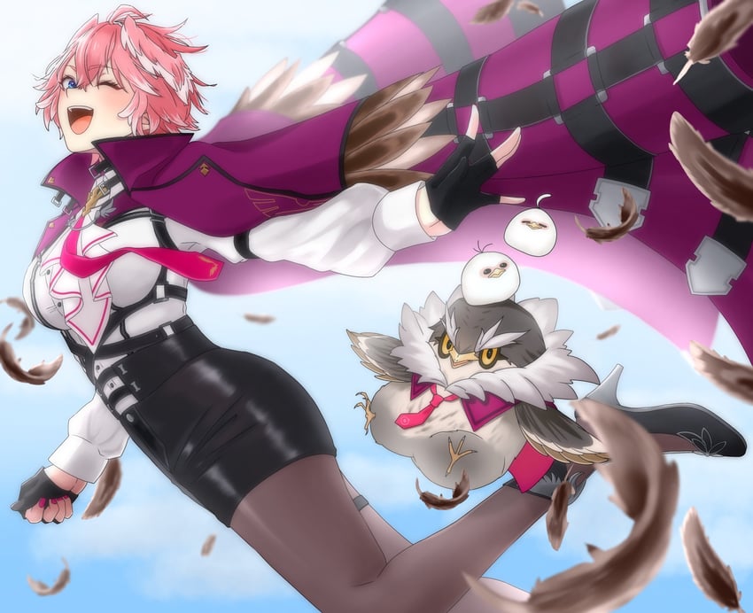 takane lui, ganmo, tsukune, and tsumire (hololive) drawn by ringo_21_a