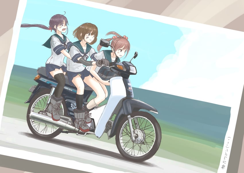 akebono, sazanami, and oboro (kantai collection) drawn by kanno_wagon