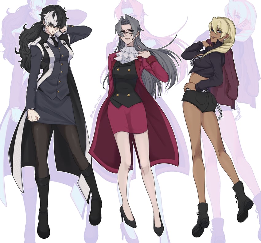 miles edgeworth, klavier gavin, and simon blackquill (ace attorney) drawn by im_sui_1109