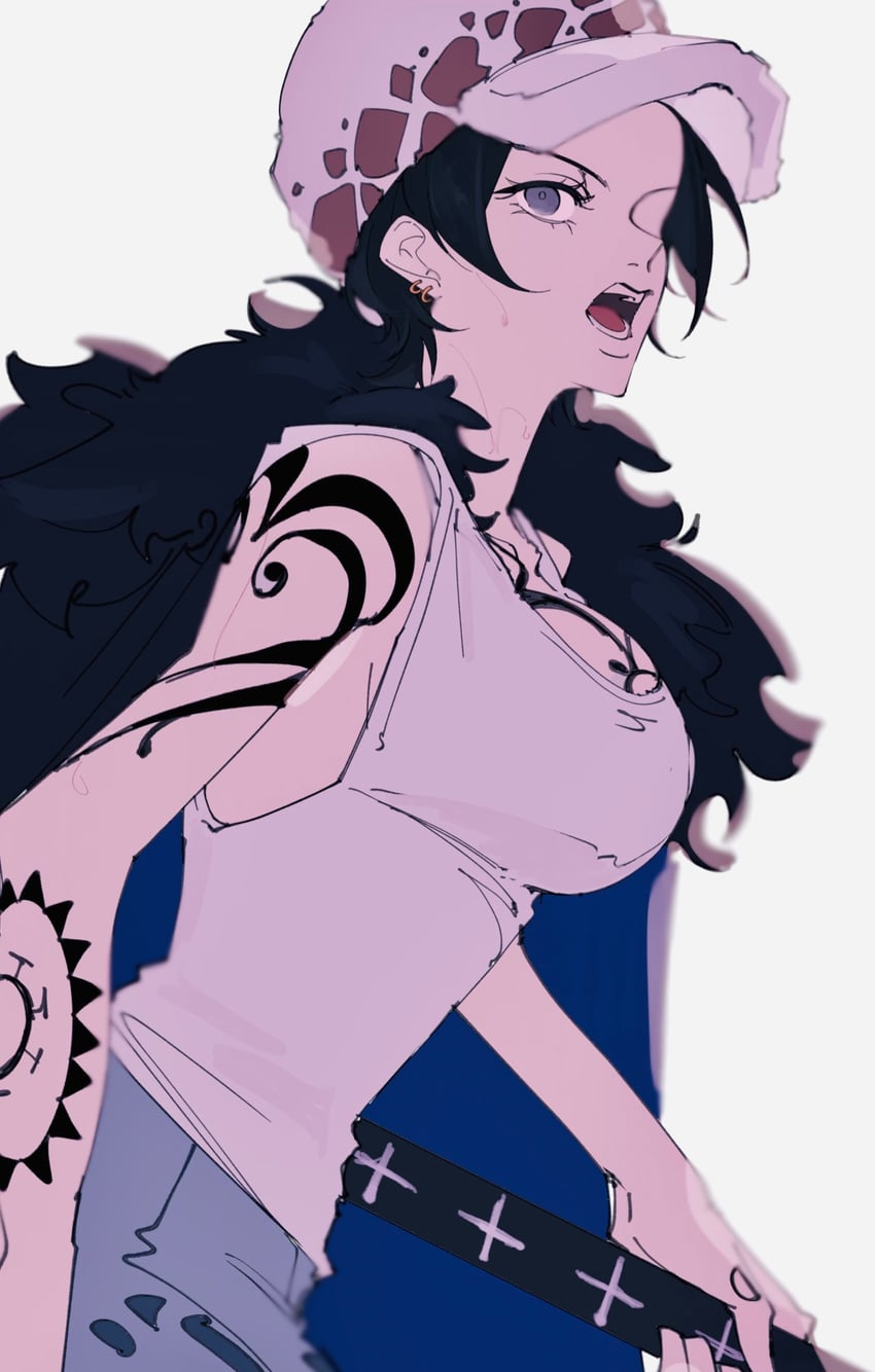 trafalgar law and law-chan (one piece) drawn by mo_(mtmon11356)