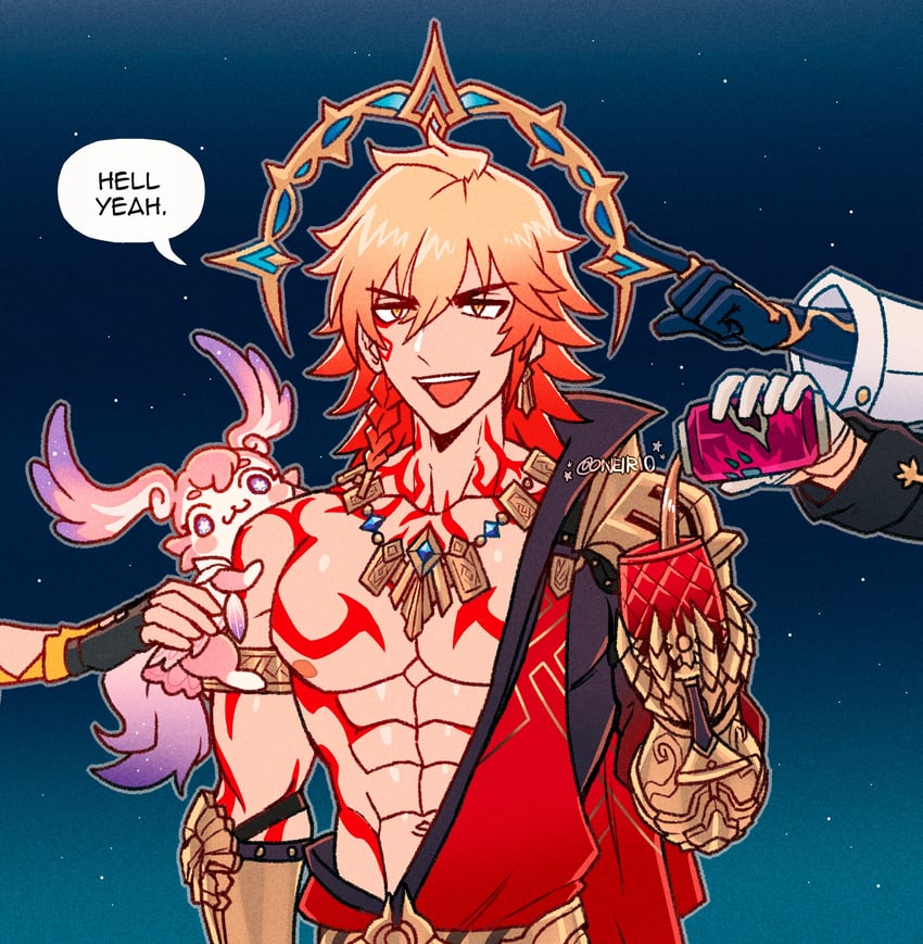 trailblazer, caelus, sunday, mydei, gallagher, and 1 more (honkai and 1 more) drawn by oneirio