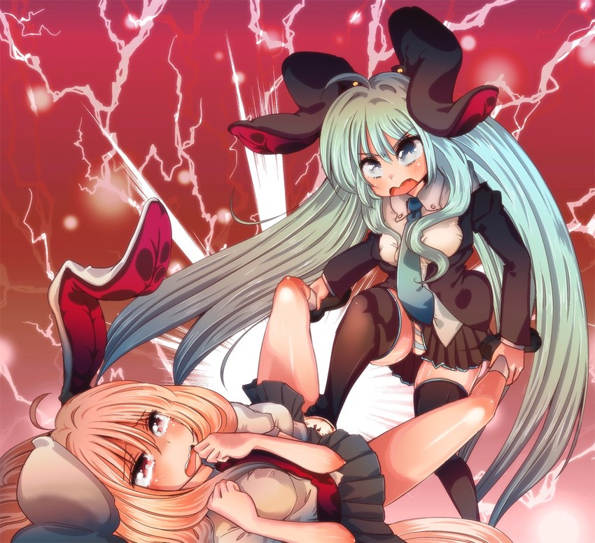 hatsune miku and reisen udongein inaba (touhou and 1 more) drawn by cream_(nipakupa)