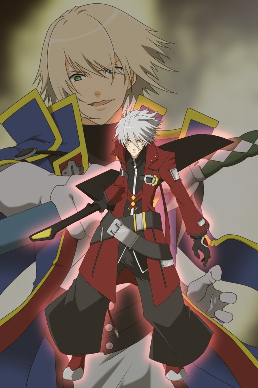 ragna the bloodedge and jin kisaragi (blazblue) drawn by may0ray0