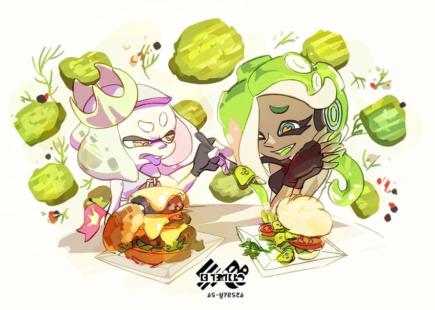 marina and pearl (splatoon and 1 more) drawn by inoue_seita