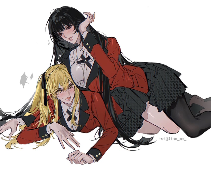 jabami yumeko and saotome mary (kakegurui) drawn by m_omoo