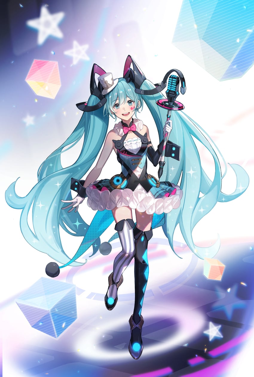 hatsune miku and magical mirai miku (vocaloid and 2 more) drawn by minamayumi
