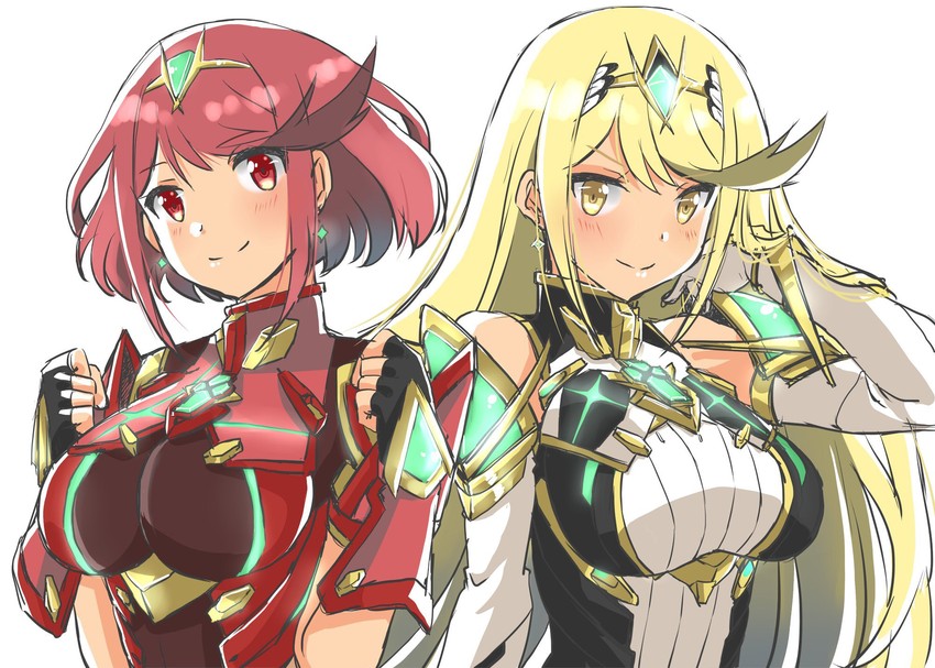 pyra and mythra (xenoblade chronicles and 2 more) drawn by shiroxai