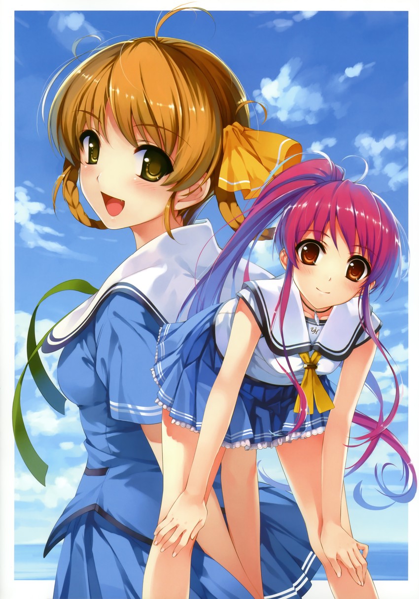 miyamae tomoka and chidori minamo (suiheisen made nan mile? and 1 more) drawn by misaki_kurehito