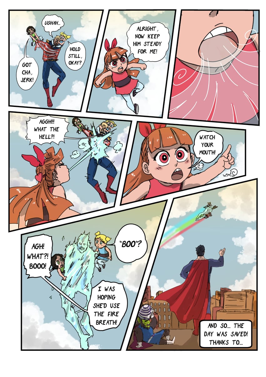 superman, buttercup, blossom, bubbles, homelander, and 1 more (dc comics and 2 more) drawn by spookylolly