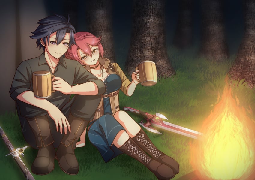 rean schwarzer and sara valestein (eiyuu densetsu and 2 more) drawn by verrell