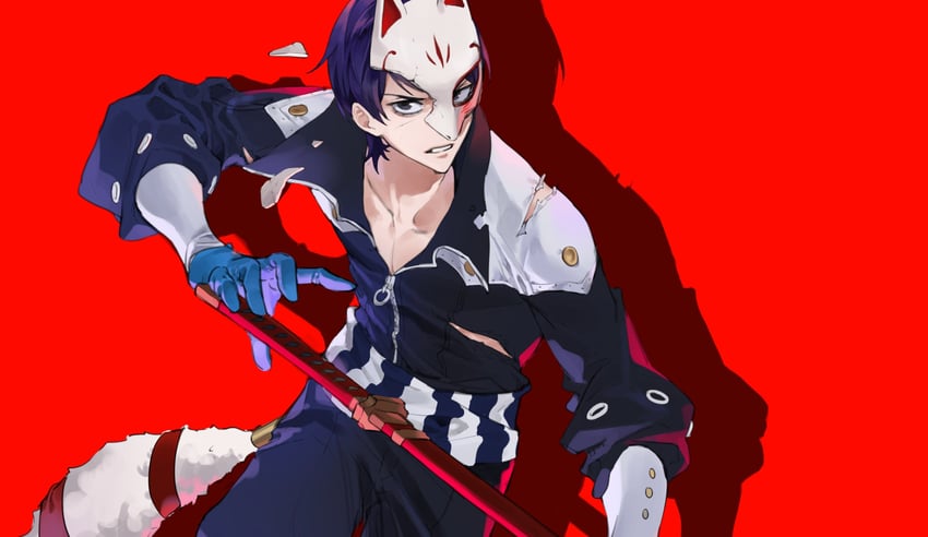 akechi gorou, kitagawa yuusuke, and crow (persona and 1 more) drawn by azicmot