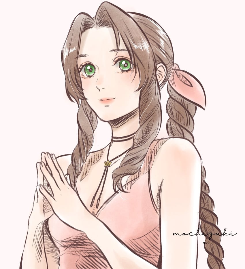 aerith gainsborough (final fantasy and 3 more) drawn by omochi_daisuki