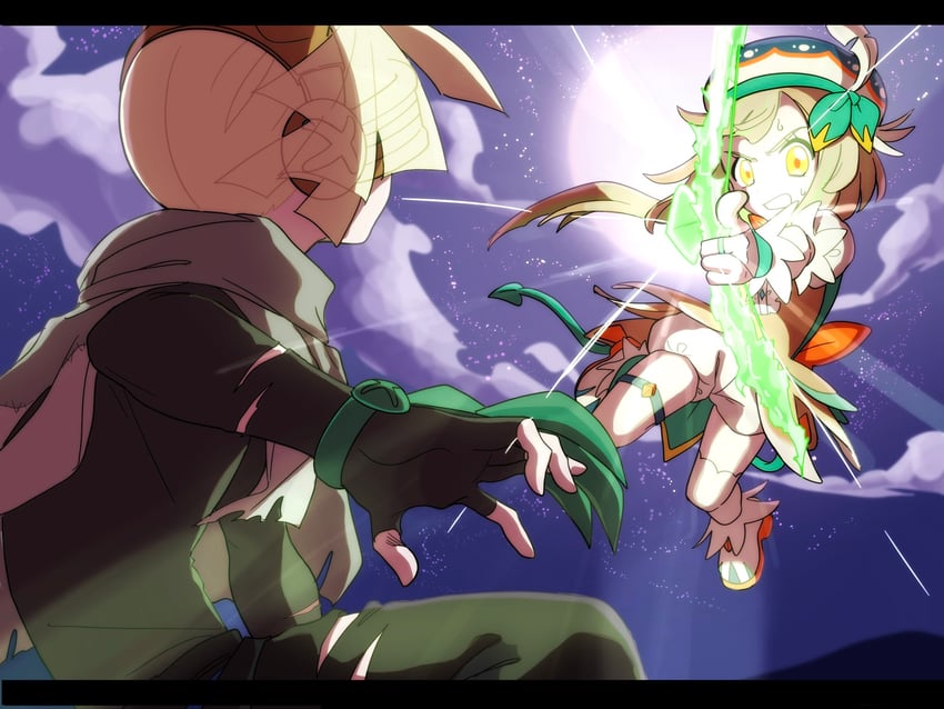 selene and gladion (pokemon and 2 more) drawn by aria_pkmn