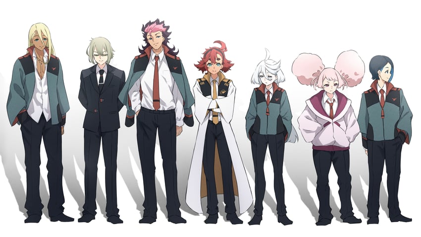 suletta mercury, miorine rembran, guel jeturk, elan ceres, chuatury panlunch, and 2 more (gundam and 3 more) drawn by shiraiwa_usagi
