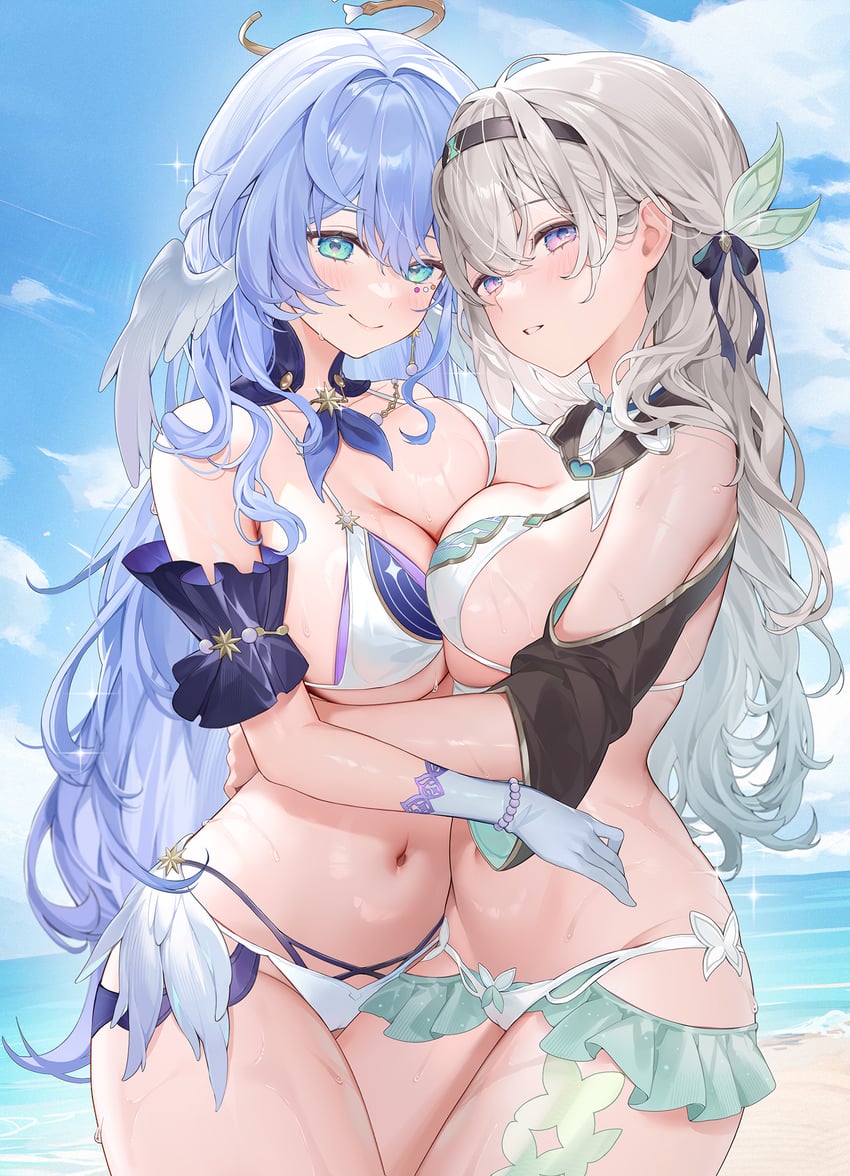 firefly and robin (honkai and 1 more) drawn by machi_(machi0910)