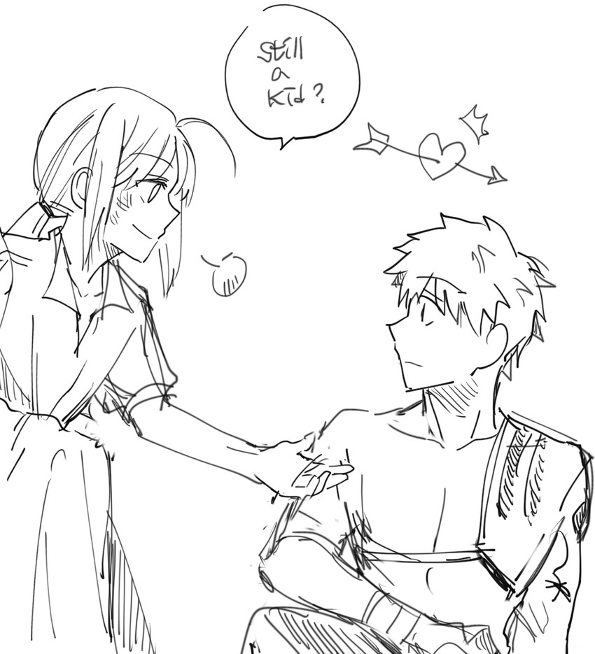artoria pendragon, saber, emiya shirou, and senji muramasa (fate and 2 more) drawn by appleale19