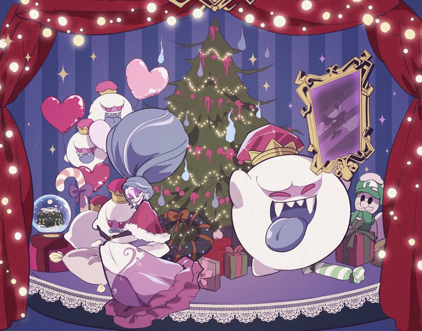 luigi, king boo, and hellen gravely (mario and 2 more) drawn by licker610