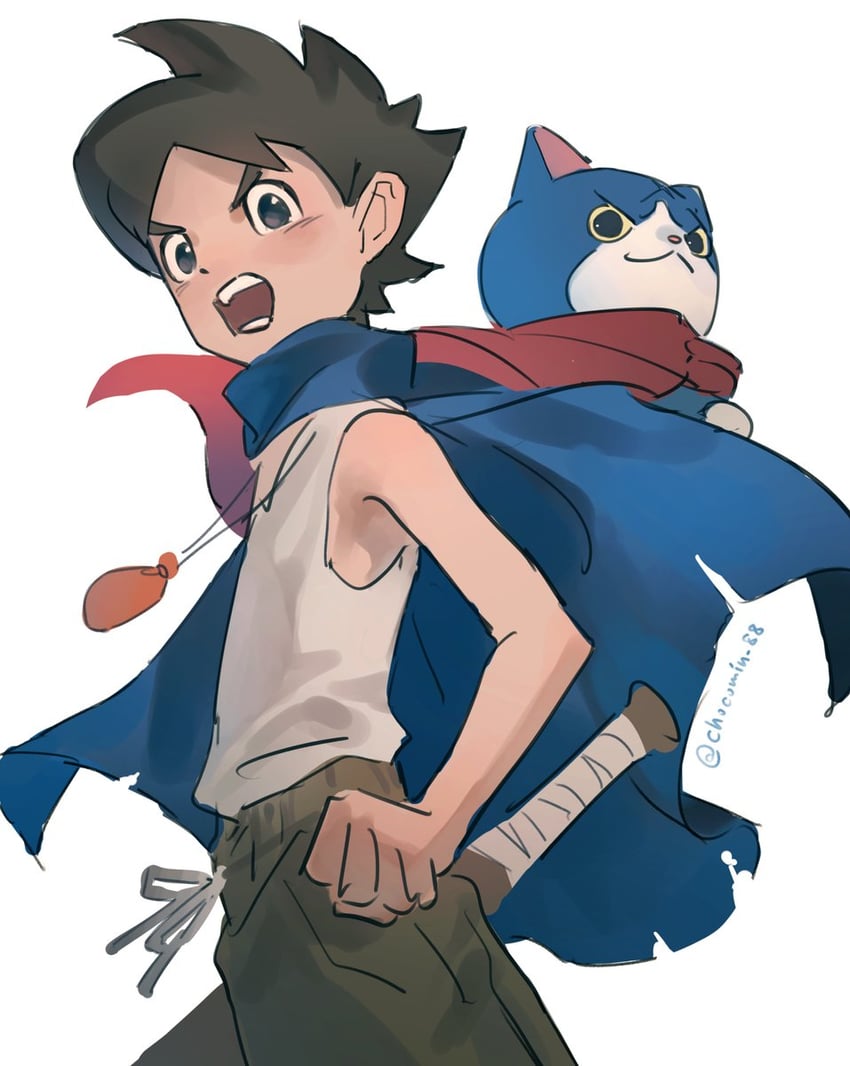 fuyunyan and keizou (youkai watch and 1 more) drawn by chocomin_88