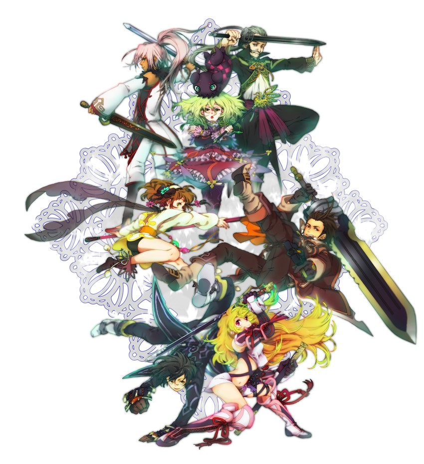 milla maxwell, jude mathis, alvin, elize lutus, teepo, and 3 more (tales of and 1 more) drawn by n_(no_bu)