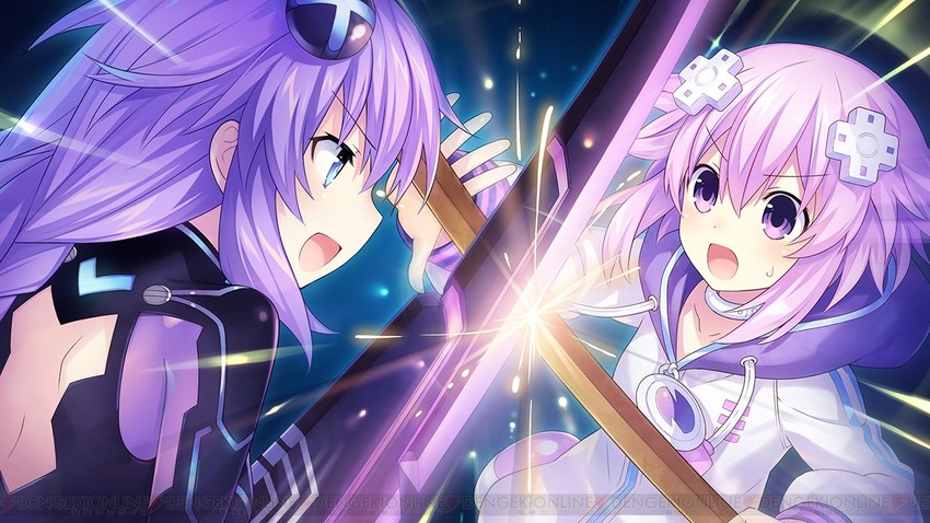 neptune and purple heart (neptune and 1 more) drawn by tsunako