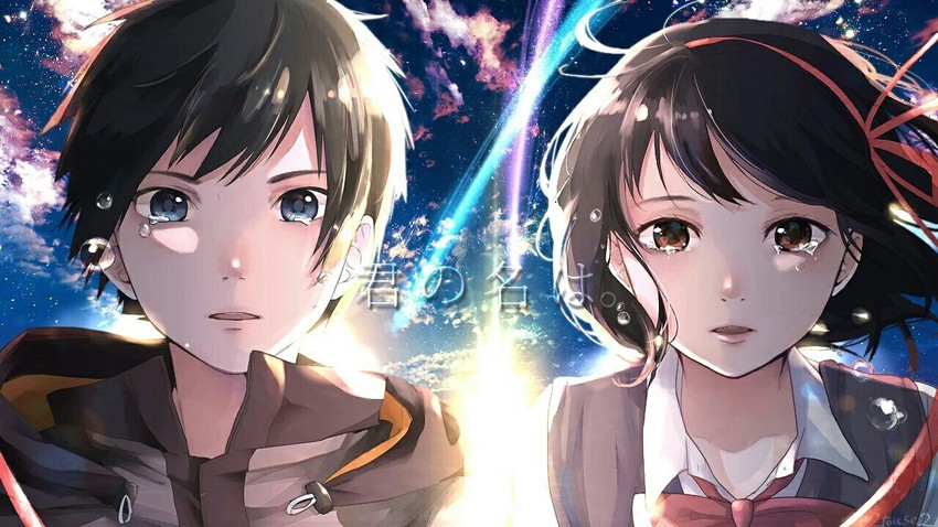 miyamizu mitsuha and tachibana taki (kimi no na wa.) drawn by touse_(02stz_90)