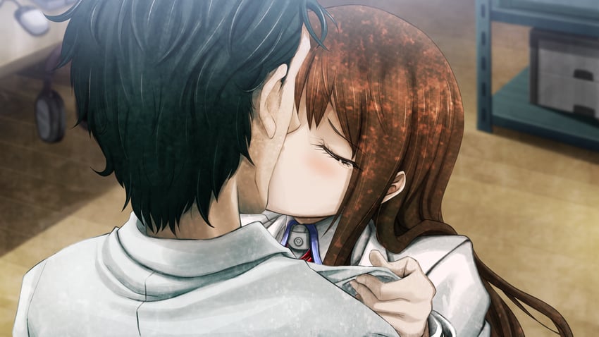 makise kurisu and okabe rintarou (steins;gate) drawn by huke