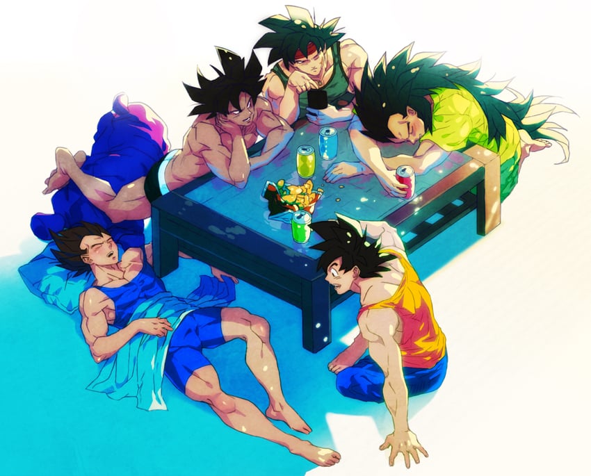 son goku, vegeta, bardock, raditz, and tullece (dragon ball and 1 more) drawn by kakipiinu