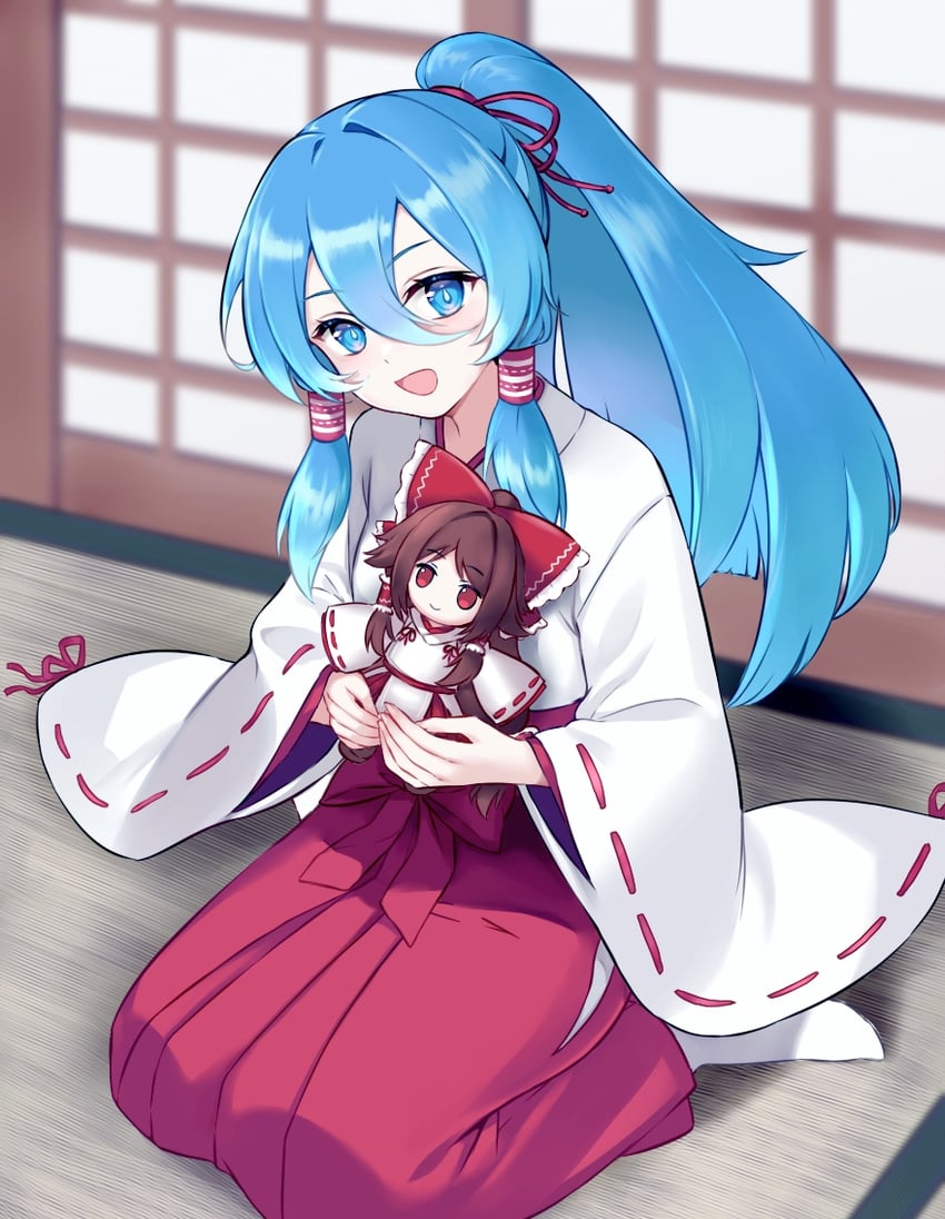 miyadeguchi mizuchi and gensokyo's first hakurei miko (touhou) drawn by beikeice
