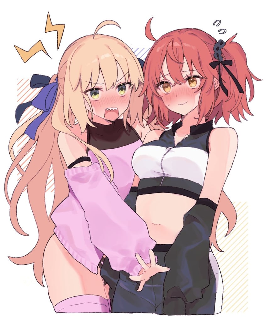 artoria pendragon, fujimaru ritsuka, and artoria caster (fate and 1 more) drawn by uxco0