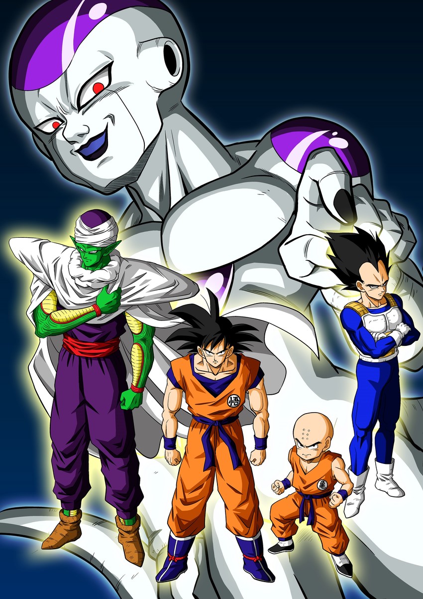 son goku, vegeta, piccolo, kuririn, frieza, and 1 more (dragon ball and 1 more) drawn by shinomiya_akino