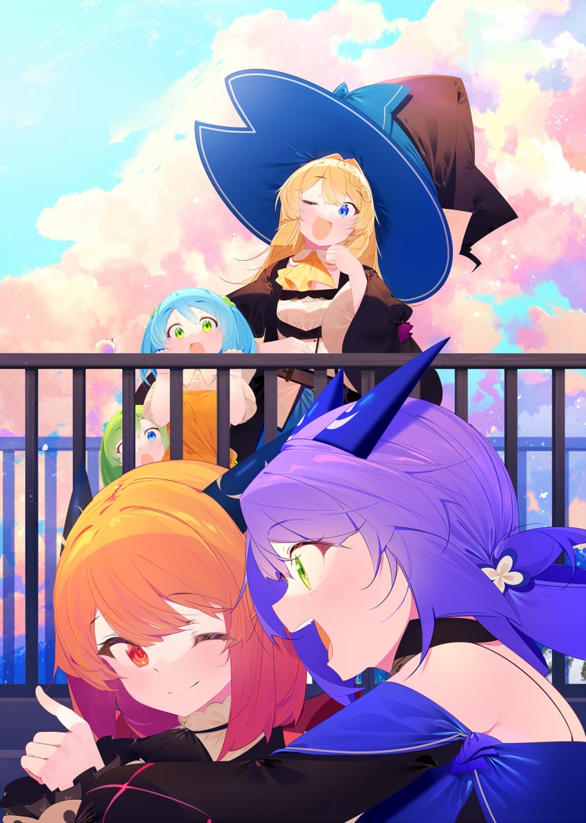 aizawa azusa, laika, shalsha, falfa, and flatorte (slime taoshite 300 nen shiranai uchi ni level max ni nattemashita) drawn by benio_(dontsugel)