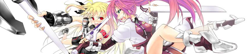 fate testarossa, signum, laevatein, and bardiche (lyrical nanoha and 2 more) drawn by boshinote