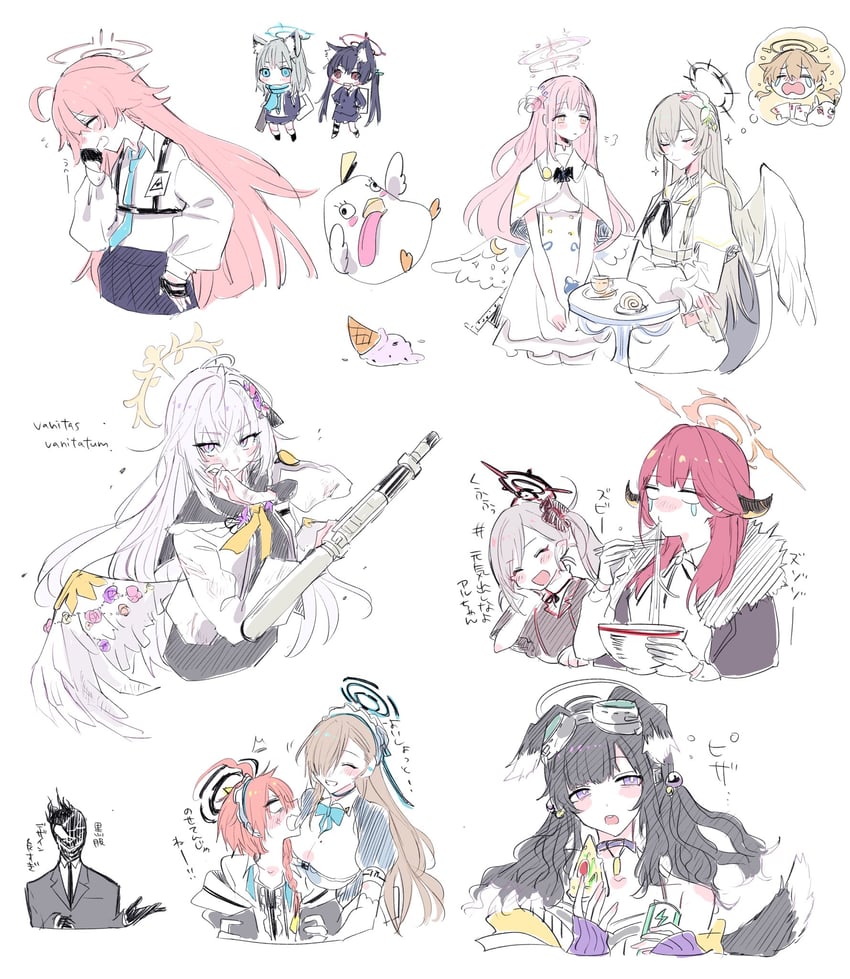 asuna, shiroko, hoshino, mika, aru, and 9 more (blue archive) drawn by nasu_bacon