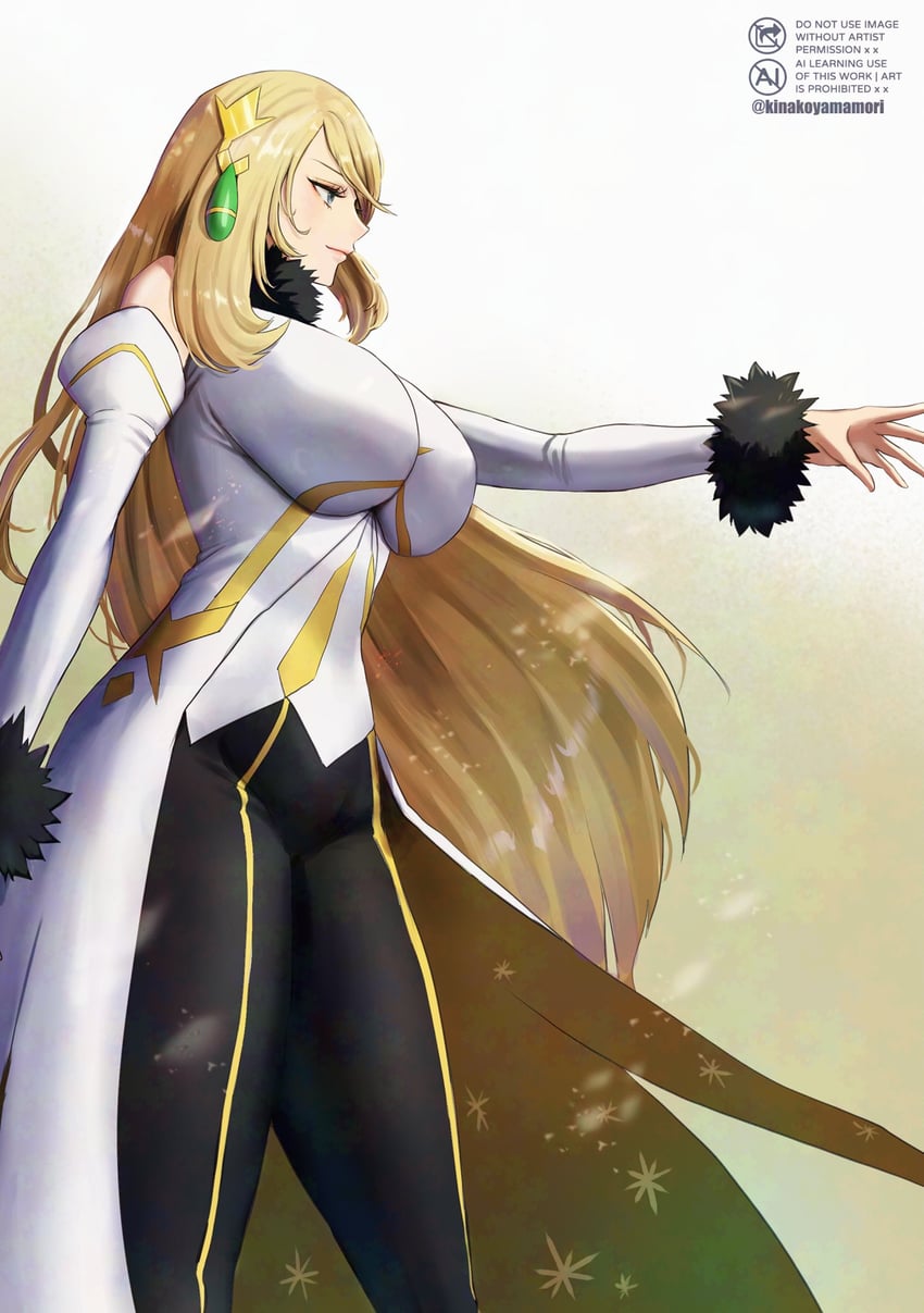 cynthia (pokemon and 1 more) drawn by yamamori_kinako