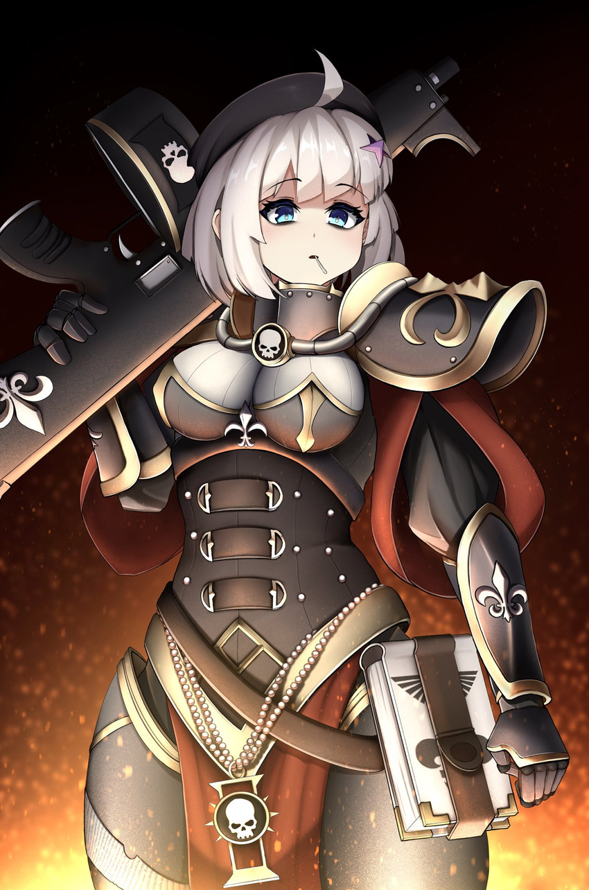 aa-12 and adepta sororitas (girls' frontline and 1 more) drawn by yan_kodiac