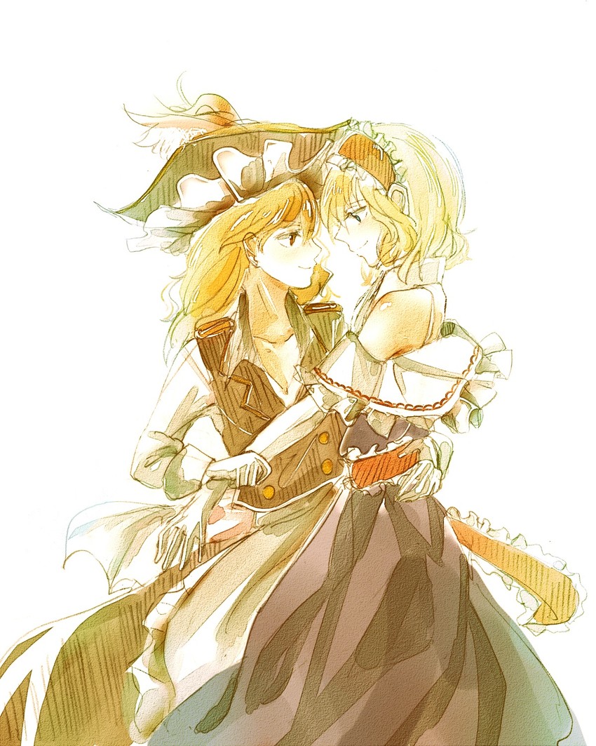 kirisame marisa and alice margatroid (touhou) drawn by menbou_(nonnontako)