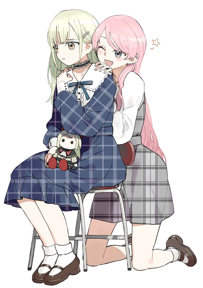 chihaya anon, wakaba mutsumi, and mortis (bang dream! and 1 more) drawn by rakuichi
