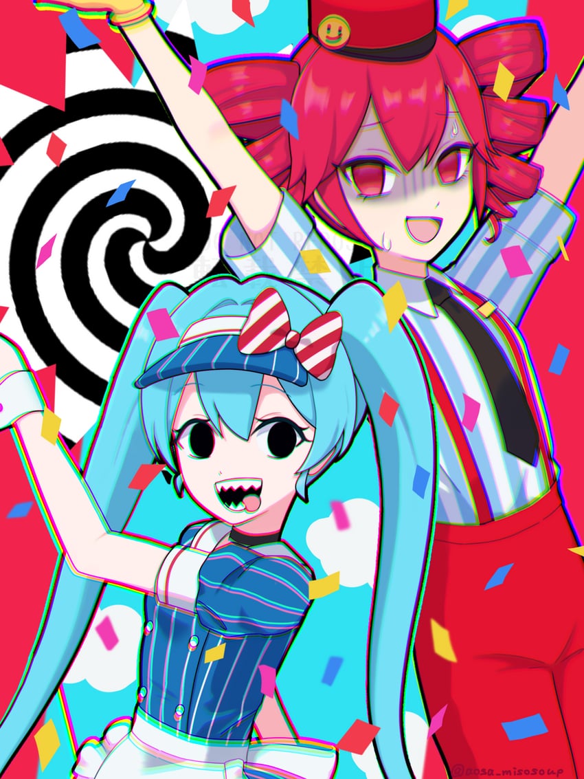 hatsune miku and kasane teto (vocaloid and 2 more) drawn by aosa_misosoup