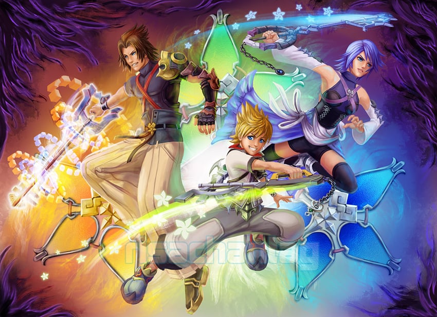 aqua, ventus, and terra (kingdom hearts and 1 more) drawn by risachantag
