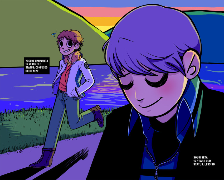 narukami yu and hanamura yousuke (persona and 2 more) drawn by safelybeds